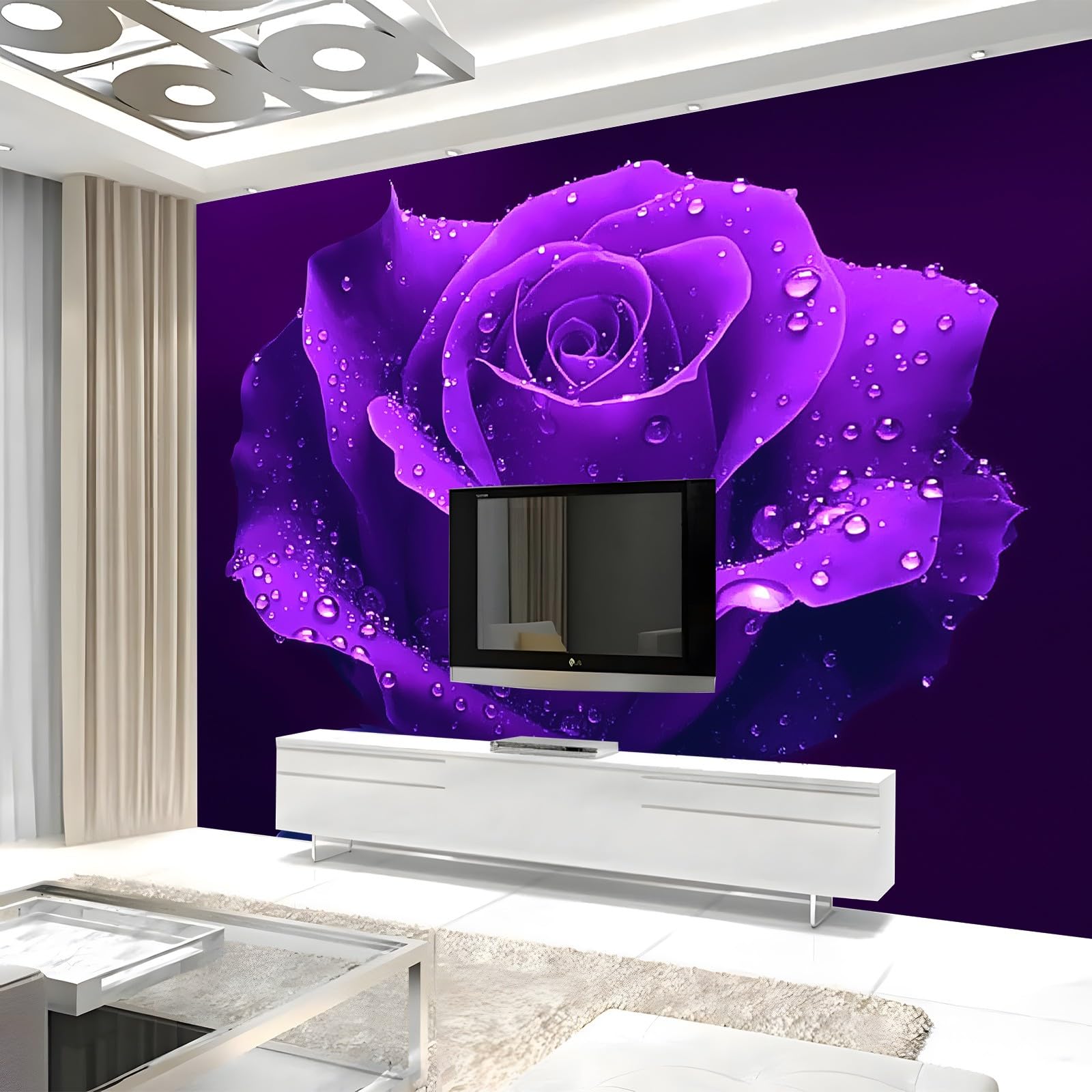 Fototapeta fotograficzna, fioletowy, różowy, efekt 3D, obraz ścienny z motywem tapety z włókniny, nowoczesna tapeta ścienna, dekoracja do sypialni, salonu, 300 x 210 cm