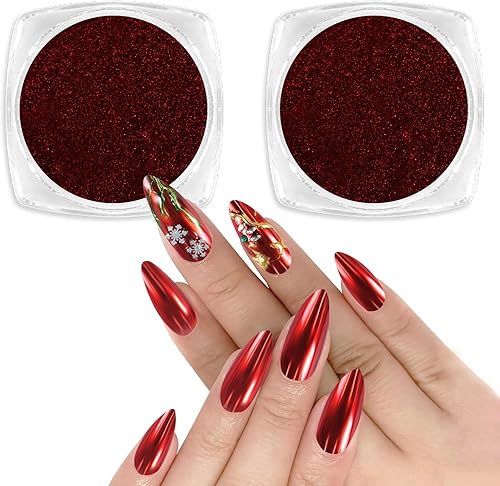 Allstarry Polvo de uñas cromado, 2 unidades, efecto espejo metálico, purpurina esmaltada, decoración de manicura, pigmento reflectante para esmalte