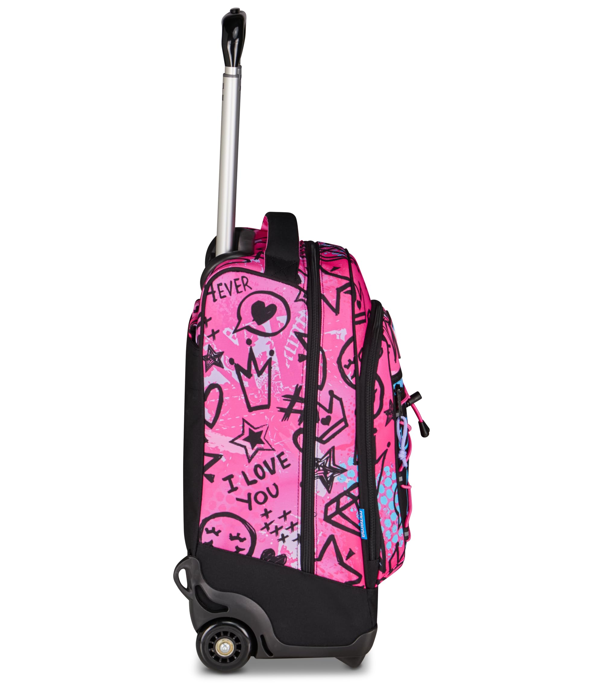 Mitama Zaino Trolley M-Power RockNLove, Spallacci a scomparsa, Bambini e Bambine, Tasca Porta Borraccia, Doppio uso, Maxi Capienza, rosa