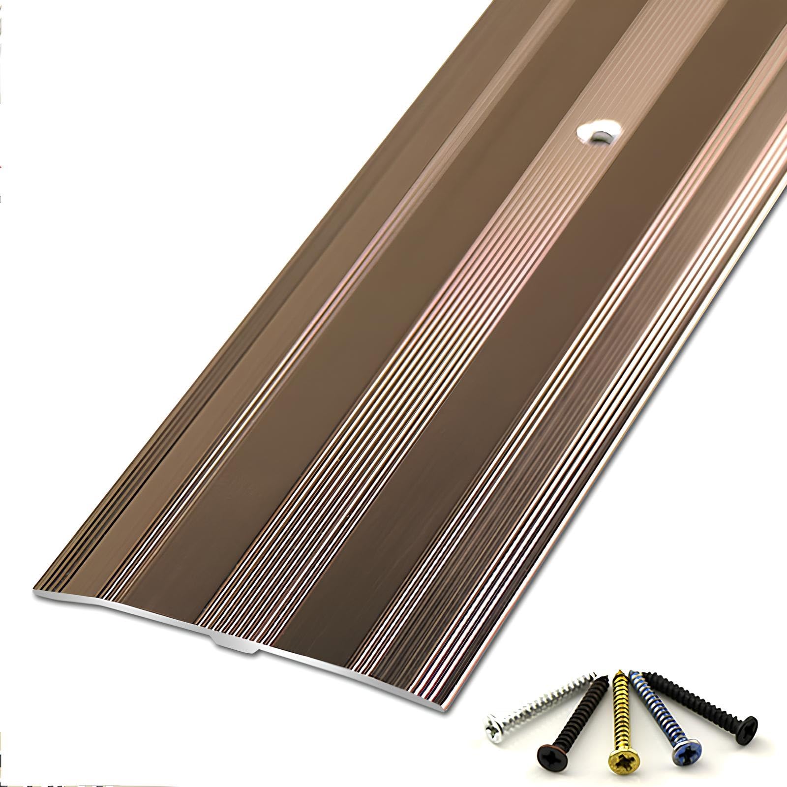 Floor Threshold Transition Strip 60mm Wide Aluminum Carpet Cover Strip Compensation Profile for Joining Laminate Planks Tiles Floor Gaps(Rose Gold,110cm)