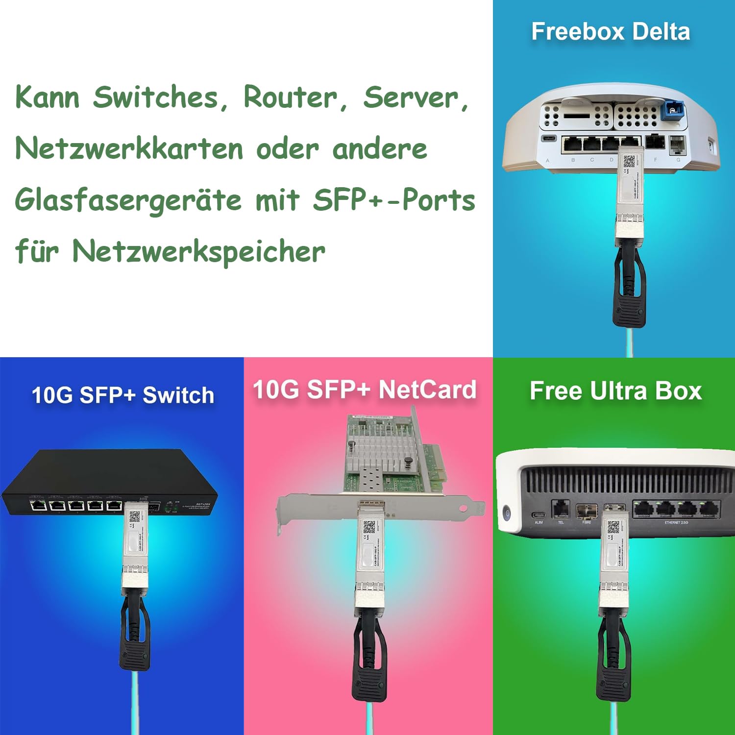 10m 10G SFP+ AOC Kabel, 10GBASE-SR Active Optical Cable, OM3 Multimode Glasfaser, SFP+ zu SFP+, Kompatibel mit Cisco SFP-10G-AOC, Ubiquiti UniFi, Mikrotik, Netgear