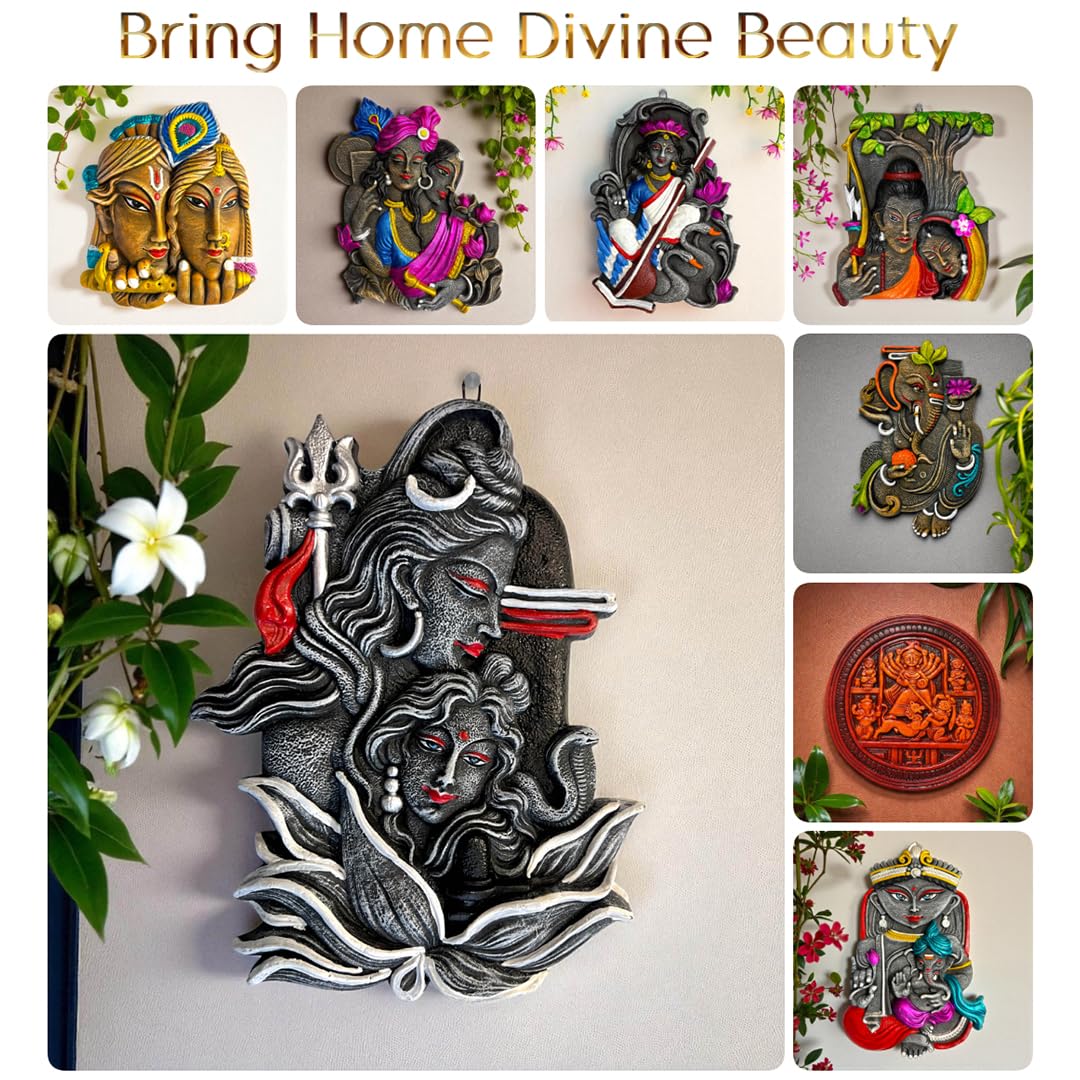 Shiv Parvati Terracotta Wall Hanging - Divine Home Decor -7