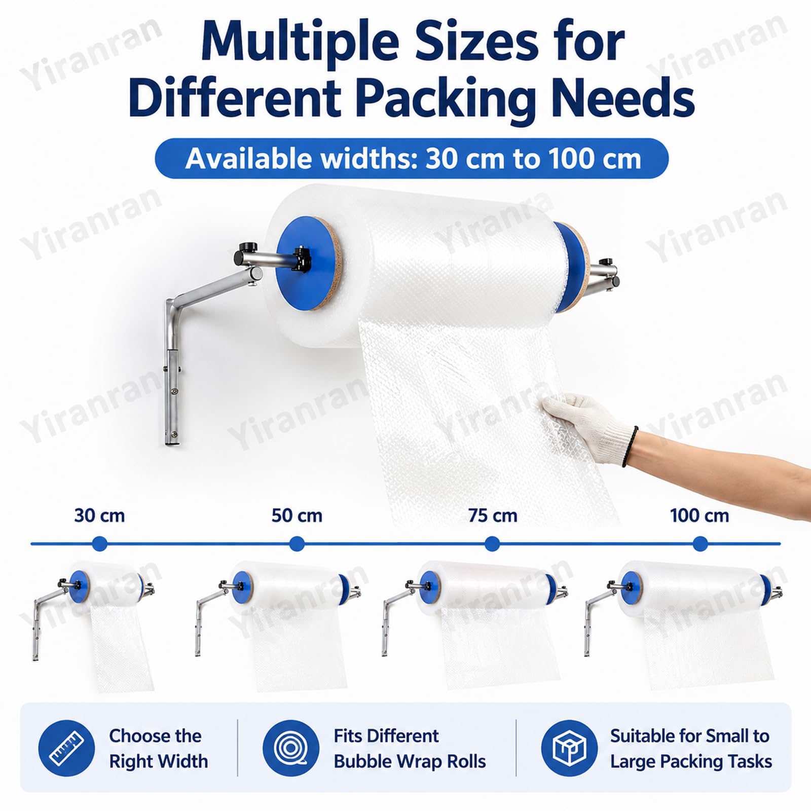 Porta Pluriball da Parete, Dispenser per Rotoli di Pluriball per Postazioni di Imballaggio E Spedizione, Organizer Salvaspazio per Piccole Imprese E Magazzini. 40cm