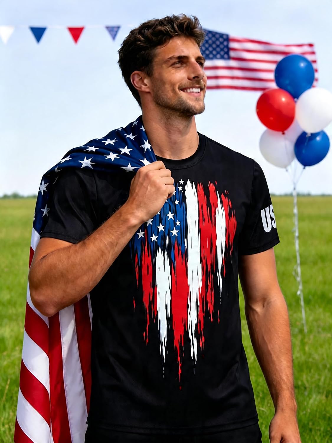 Populus Mens 4th of July American Flag Shirts, Patriotic 250th Anniversary 1776-2026 Independence Day Shirt for Men