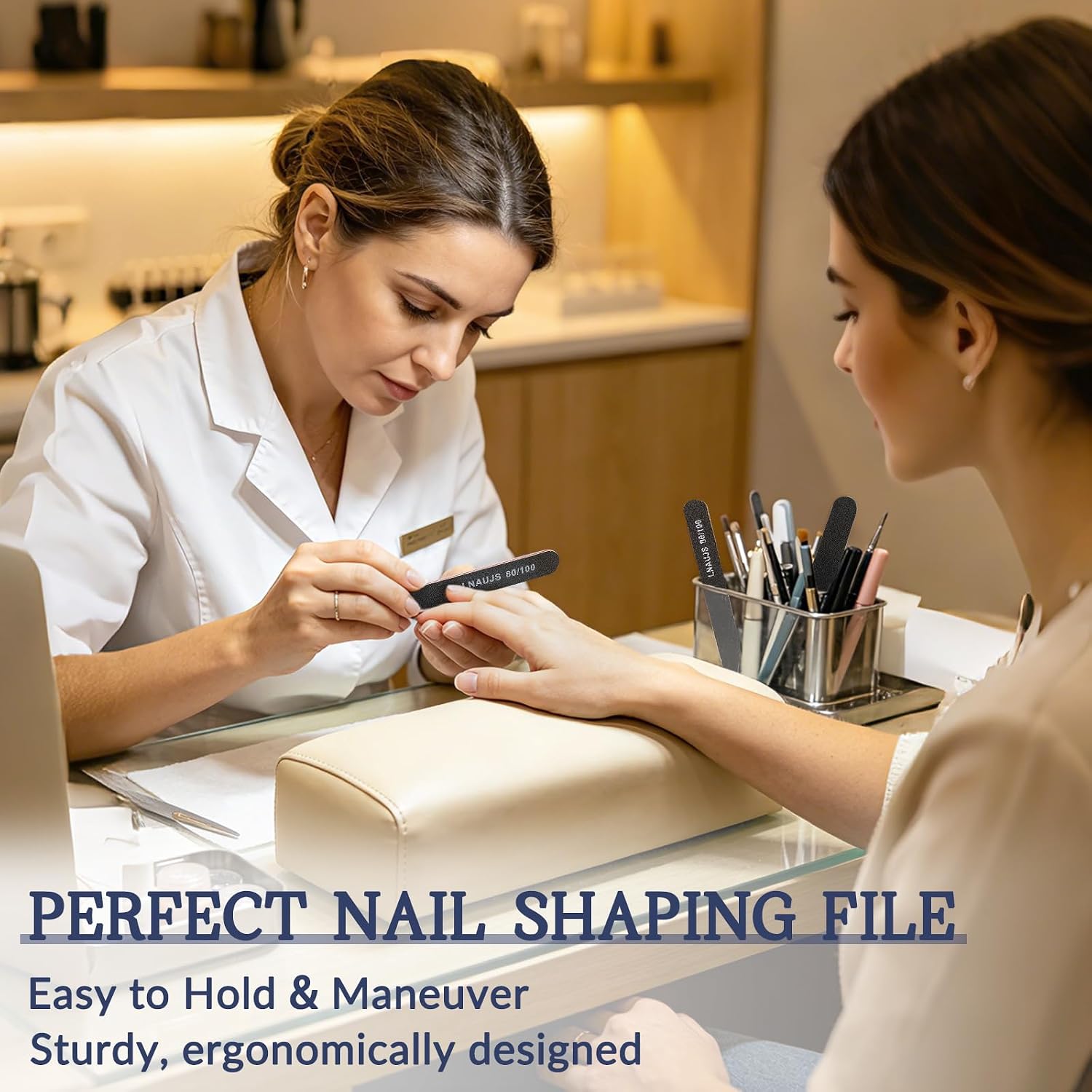 LNAUJS 10 Pack 80/100 Grit Nail Files, Black Professional Reusable Emery Boards Nail File, Manicure Tool Suitable for Both Acrylic and Natural Nails