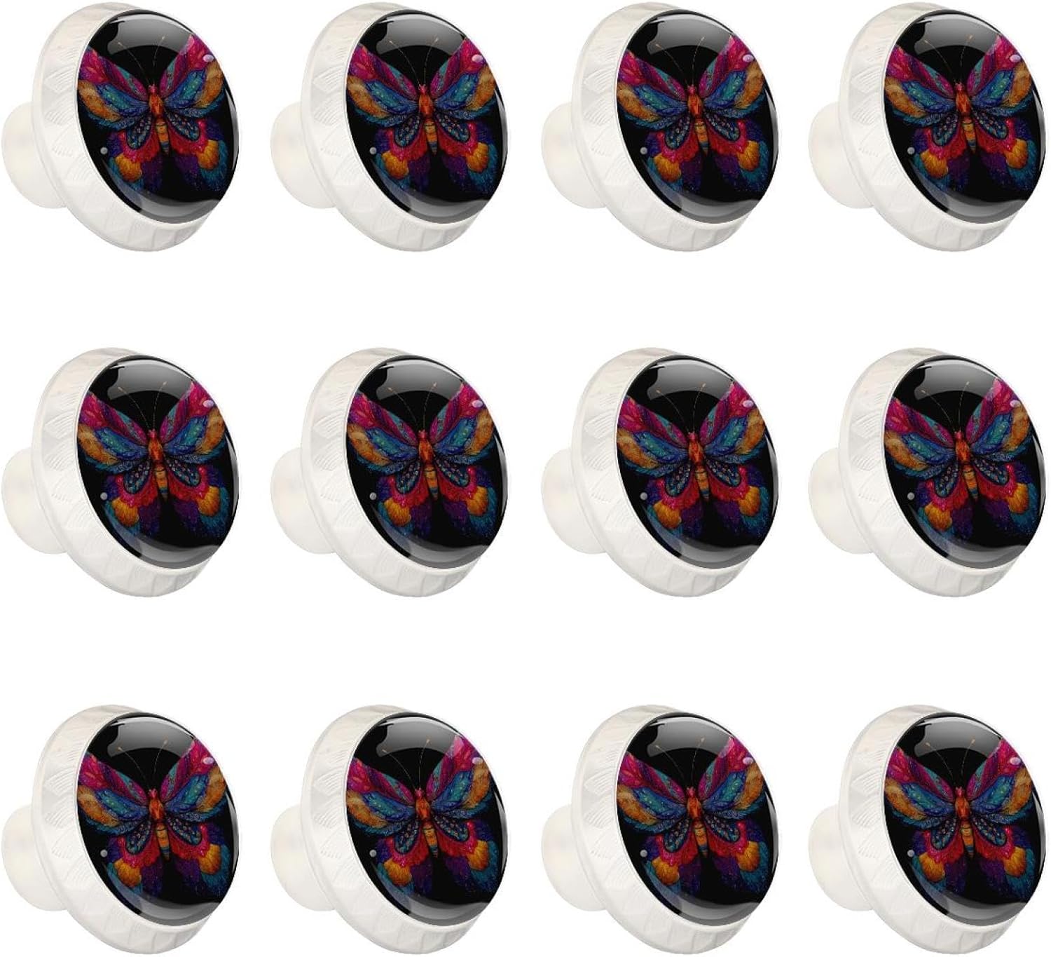 Black Base Crow Nature Mushroom Leaves (2) Furniture Knobs, Sturdy Cabinet Pulls with Screws for Home Renovation