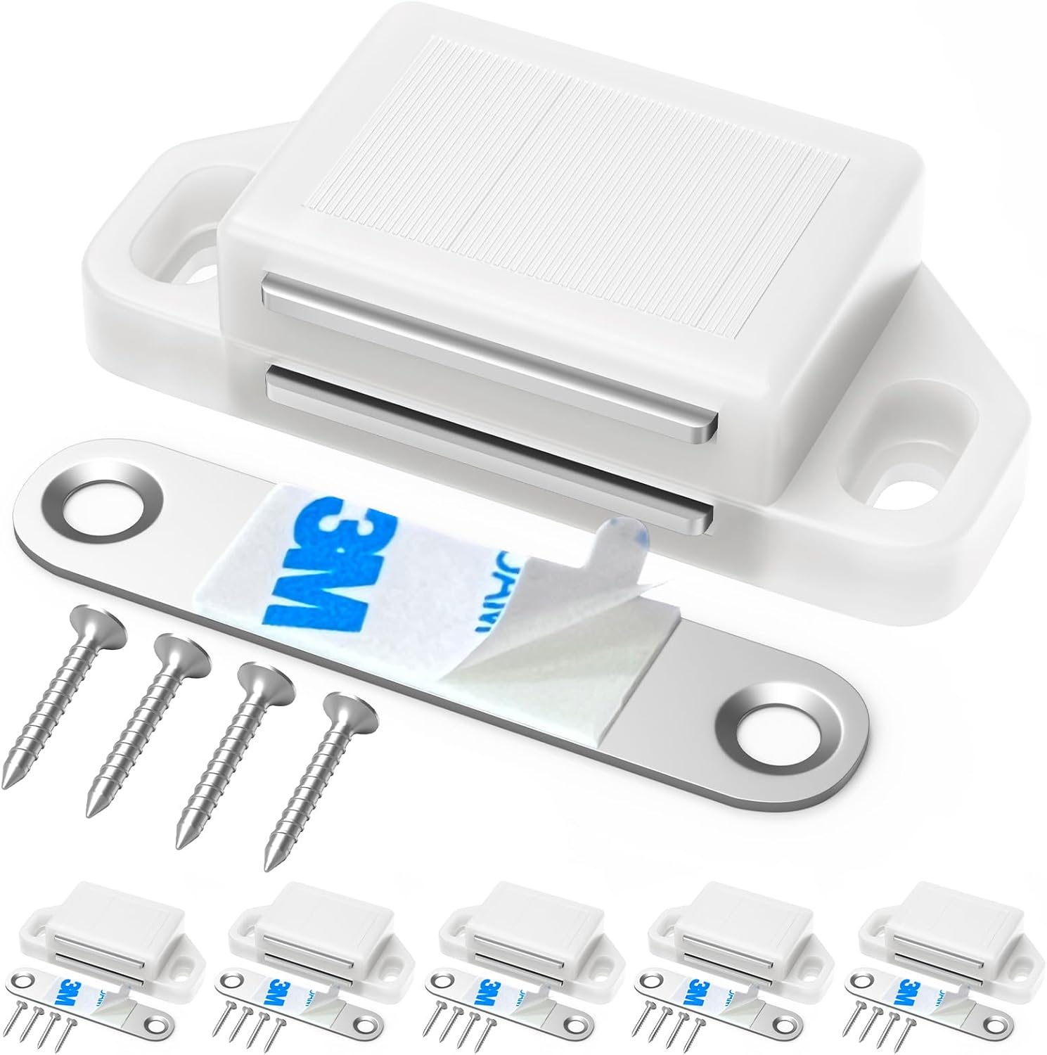 Tonitrui Cabinet Magnetic Catch Door Latch 30LB for Kitchen Drawer Magnets to Stay Closed Magnetic Catch Closet for Drawer（White 6 Pack）