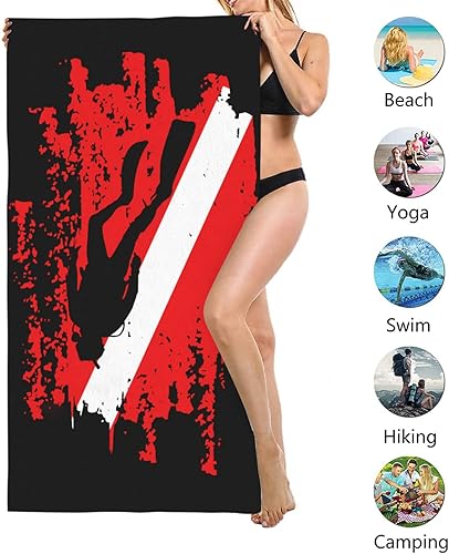 Miniatura 3 de XEMznz Toalla de playa de microfibra con bandera roja, de secado rápido, súper absorbente, de gran tamaño, para viajes, piscina, baño, campamento,