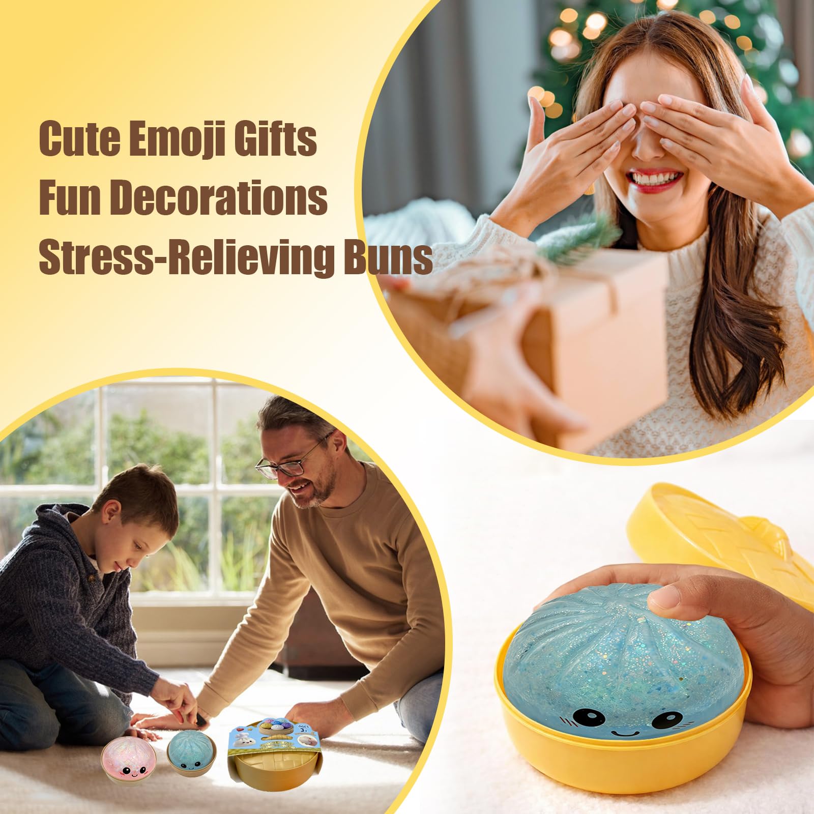 2 Piezas Giant Glitter Dumpling Squishy - Glitter Dumplings con Recipiente de Vapor Squishy Antiestrés para Adultos Y Adolescentes — view 7