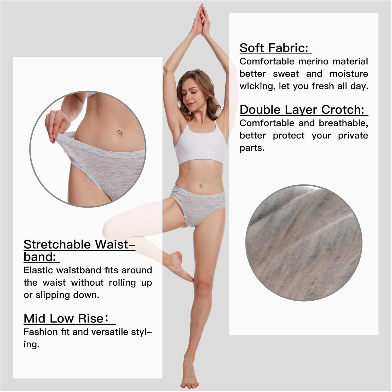 MERINNOVATION 2 Pack Women's Hipster Panties 100% Merino Wool Underwear Soft Breathable Women Wool Briefs Moisture Wicking - Image 3