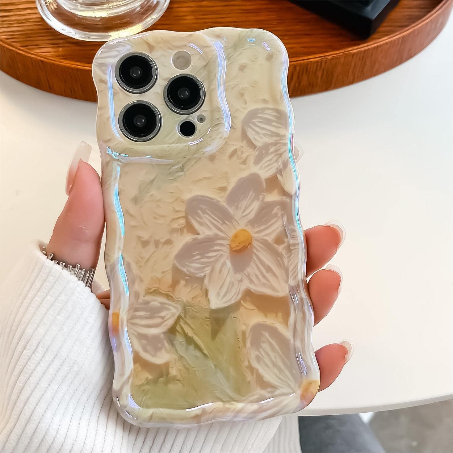 Noyabox Compatible with iPhone 13 Pro Case for Women Girls Cute Design, Aesthetic Floral Pattern Shockproof Protective Phone Case for iPhone 13 Pro - Yellow