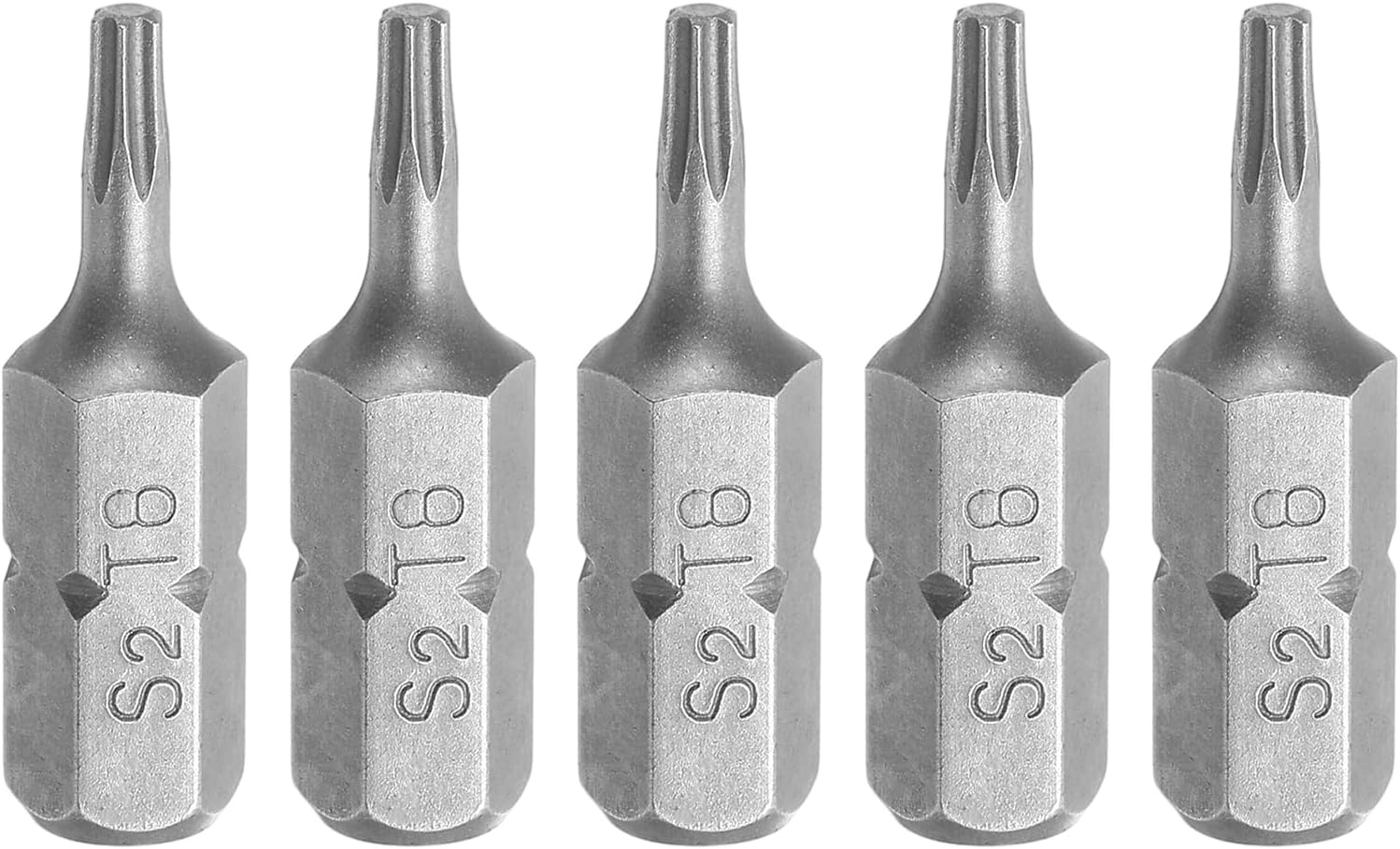 HARFINGTON 5pcs Torx Screwdriver Bit 1/4" Hex Shank T8 Head 1" Length S2 Steel 6 Point Security Drill Bits for Repair Work Electric Screw Driver