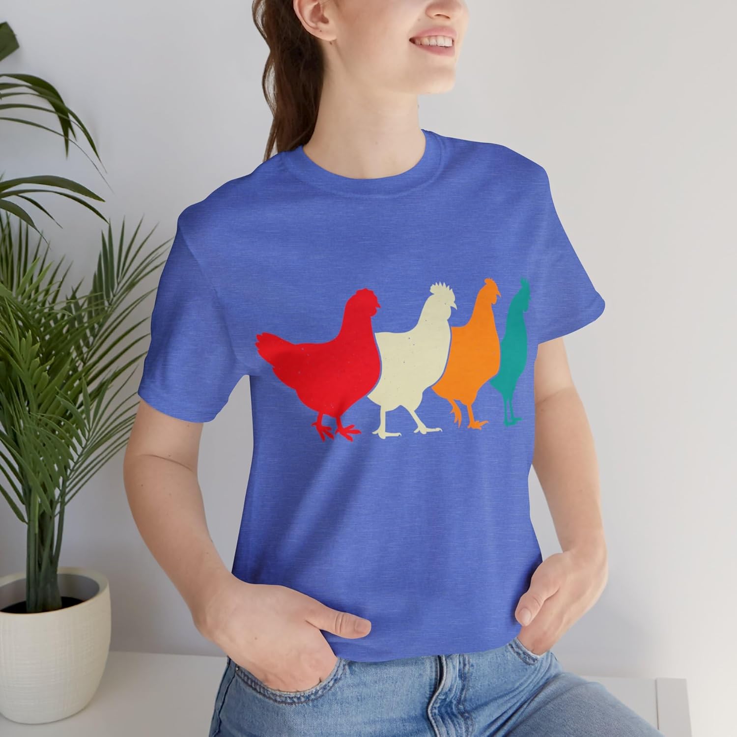 Unisex Jersey Chicken Short Sleeve Tee, Retro Chicken Tee, Chicken T-Shirt, Chicken, Chicken Design - Image 5