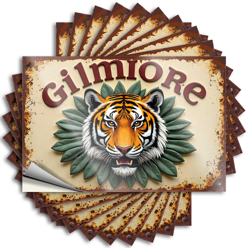 Outdoor Pool Decor Sticker - Affirmation Dart Water Vintage Gilmire Tiger Emblem Signage(12X18CM)