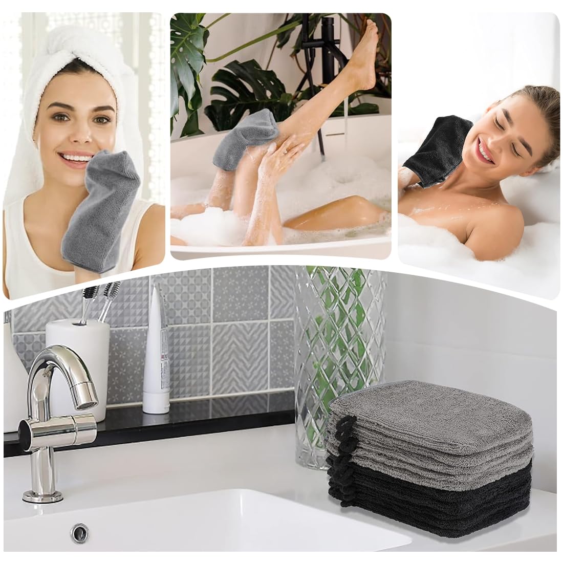 NatureMark Confezione Da 10 Guanti Da Bagno In Spugna 100% Cotone - Foto 2