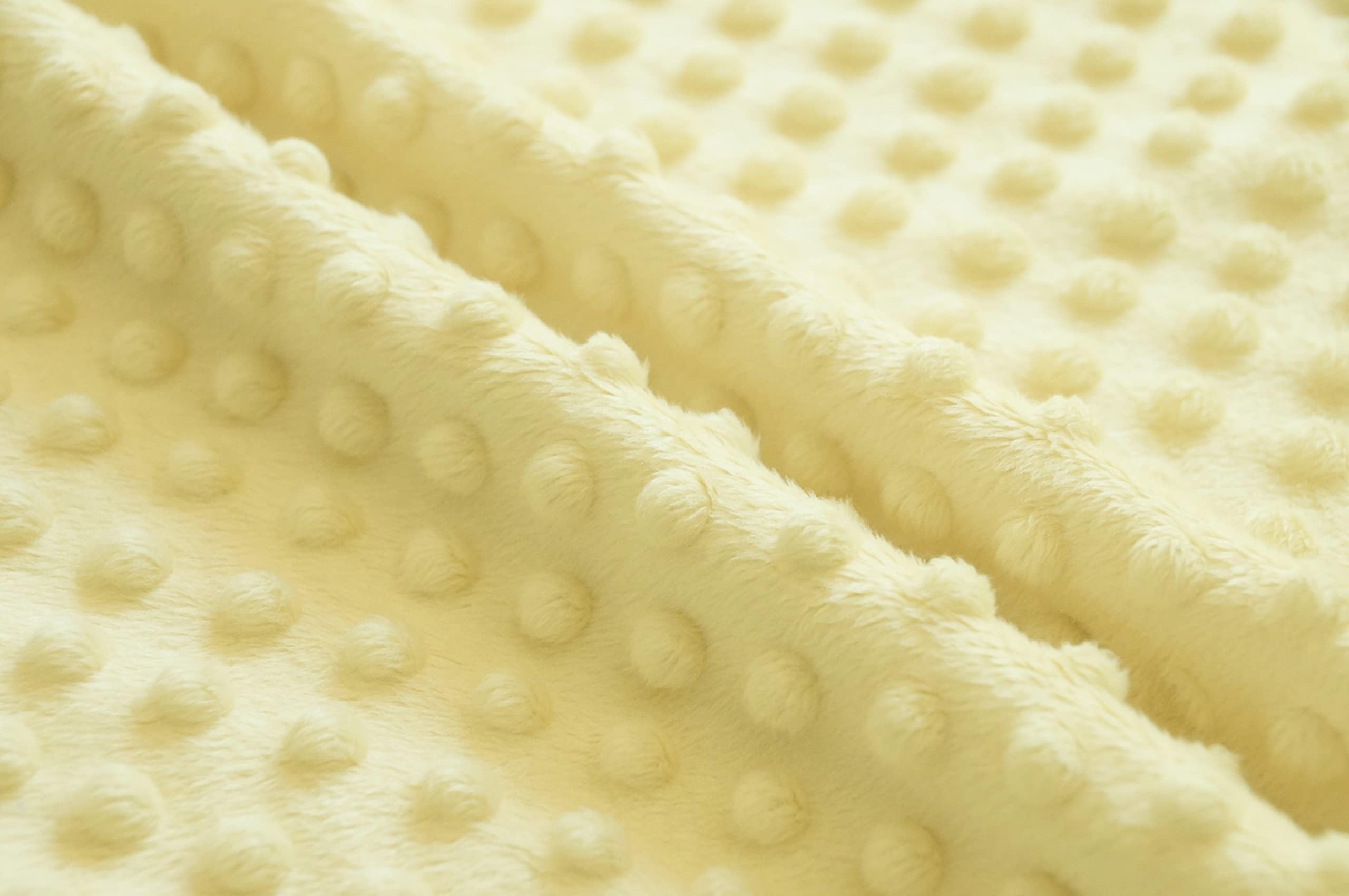 Light Yellow Minky Bubble Dimple Dot Plush Fur Fabric Polyester 58-60"
