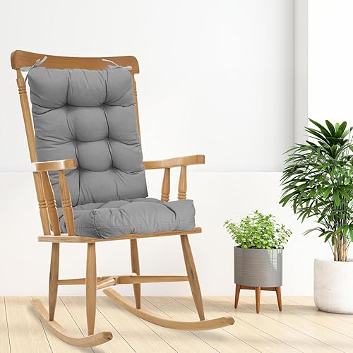Moclever Cojín para silla mecedora de 21 x 17 pulgadas, asiento de 17 x 17 pulgadas, almohadillas de asiento copetudas antideslizantes, juego de
