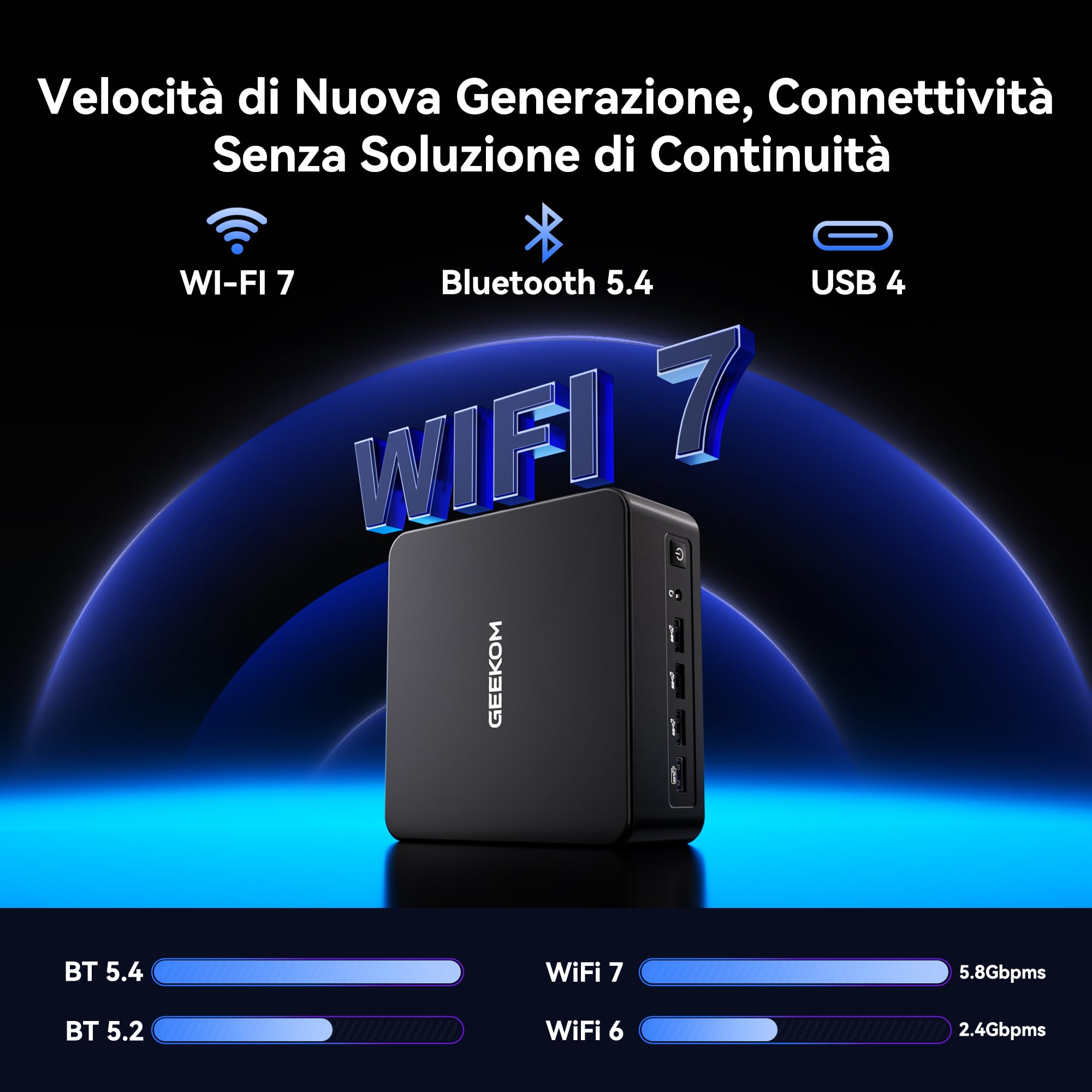 GEEKOM IT13 MAX AI Mini PC con Intel Ultra 9 185H (TDP 65W) | Ideale per Programmazione/Attività varie | 24GB LPDDR5 e 500GB SSD PCIe 4.0 | Quad Display 8K, WiFi 7, Doppia LAN 2.5G