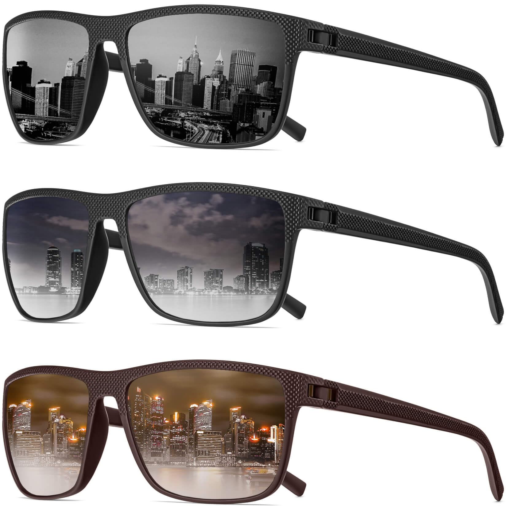 QALLYQALLY Polarized Sunglasses Men, Mens Sunglasses Polarized UV protection Lightweight Sun Glasses for Driving Fishing Golf