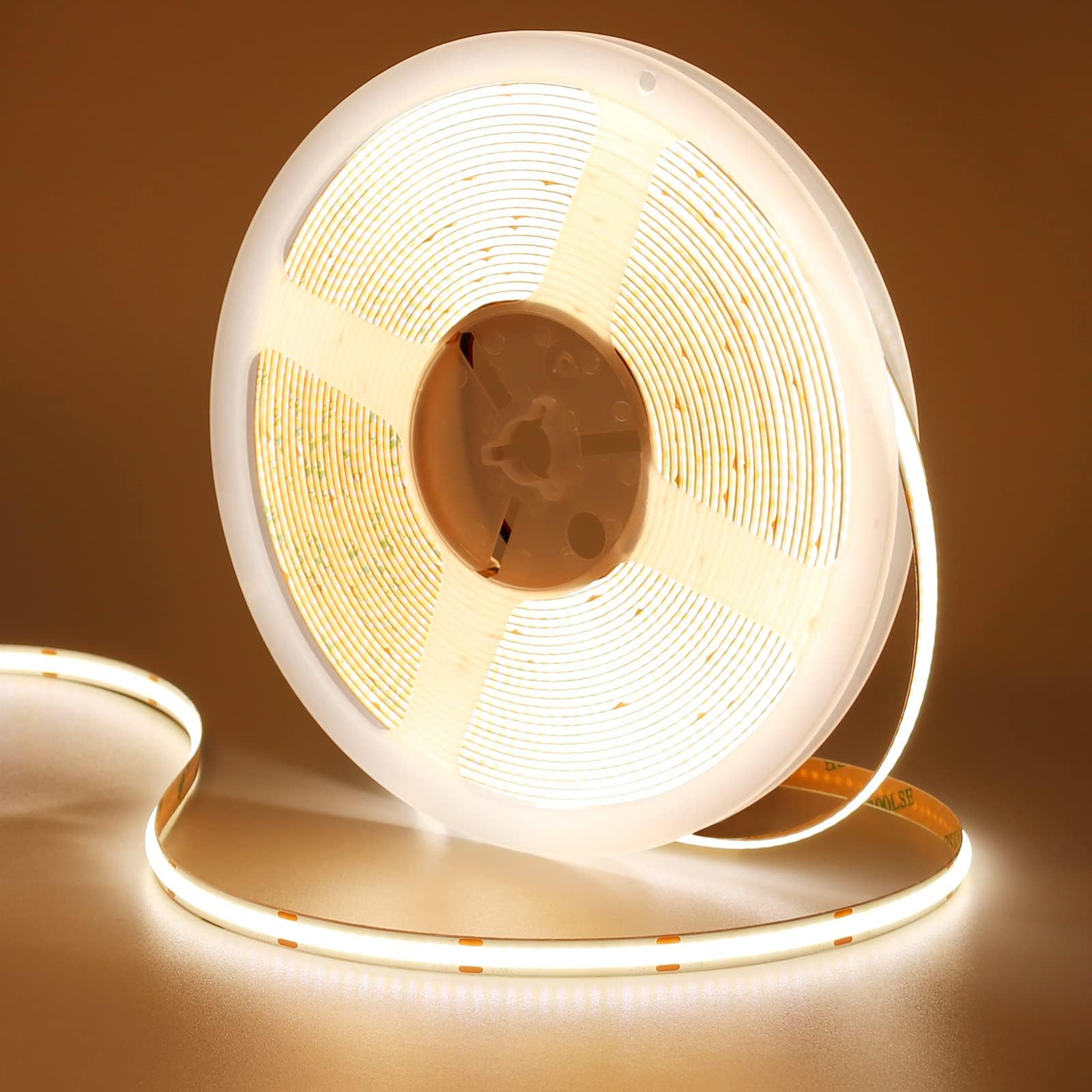 Manningham UK 24V COB LED Strip 5M,3000K Warm White LED Strip Lights with 320LEDs/M,CRI 90+,8mm Width,Uniform Dotless LED Tape Light for Room Cabinet Home DIY Projects (No Power Supply)
