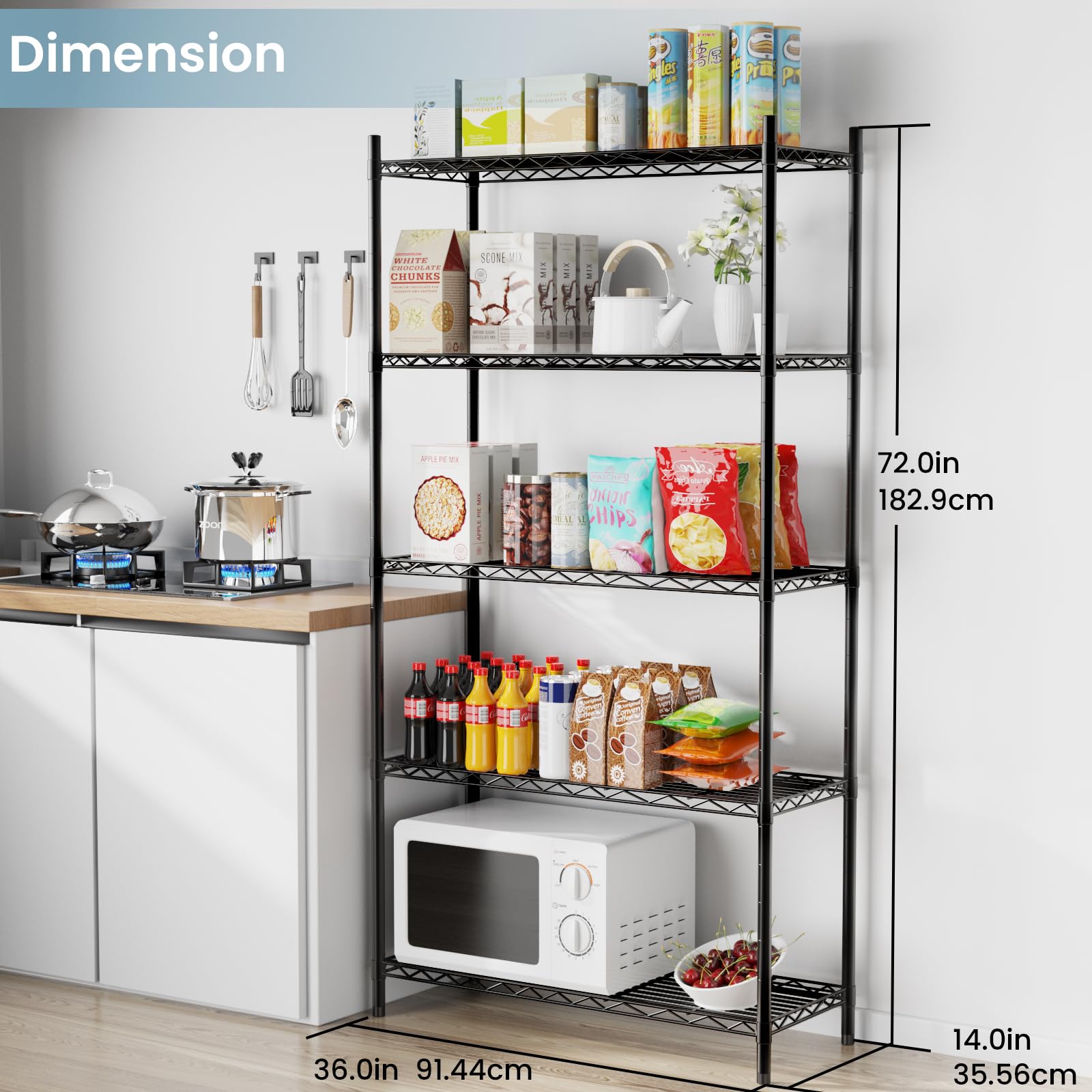Amazon.com: Whitmor 5-Wire Shelving Unit, Metal Storage Shelves