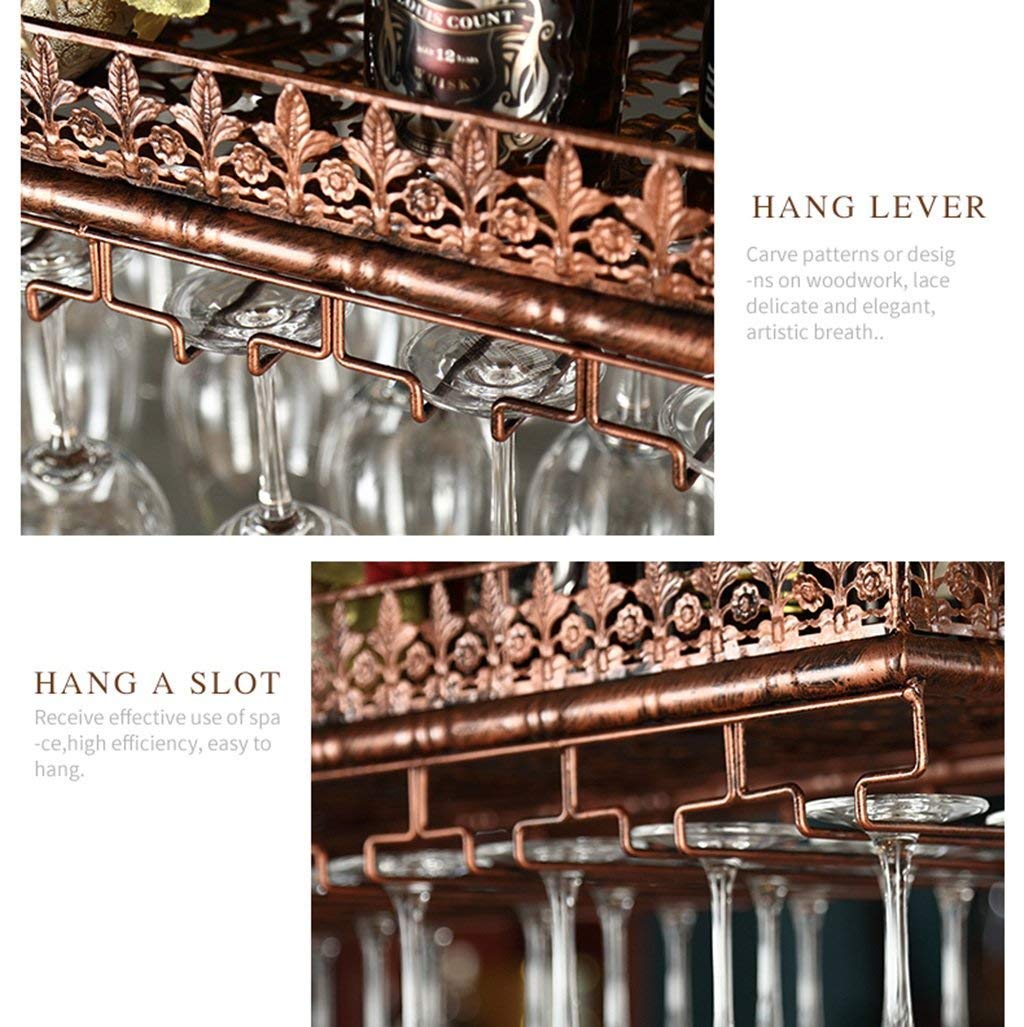 Weinregal, Metall-Kelchhalter, europäisches Retro-Design, umgekehrtes Flaschenregal für Bar und Restaurant, Maße: 120 x 35 cm
