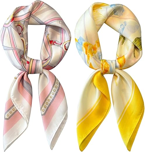 Chuppinz 2Packs Scarf for Women Stylish, Floral Print Satin Scarfs, Lightweight Silk Scarf for Women, Suitable for All Sea...