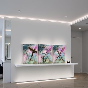 NutArtPic Hair Salon Wall Art Canvas Beauty Shop Art Painting Hair Stylist Artwork Barber Shop Wall Paintings Framed Decor 12x16