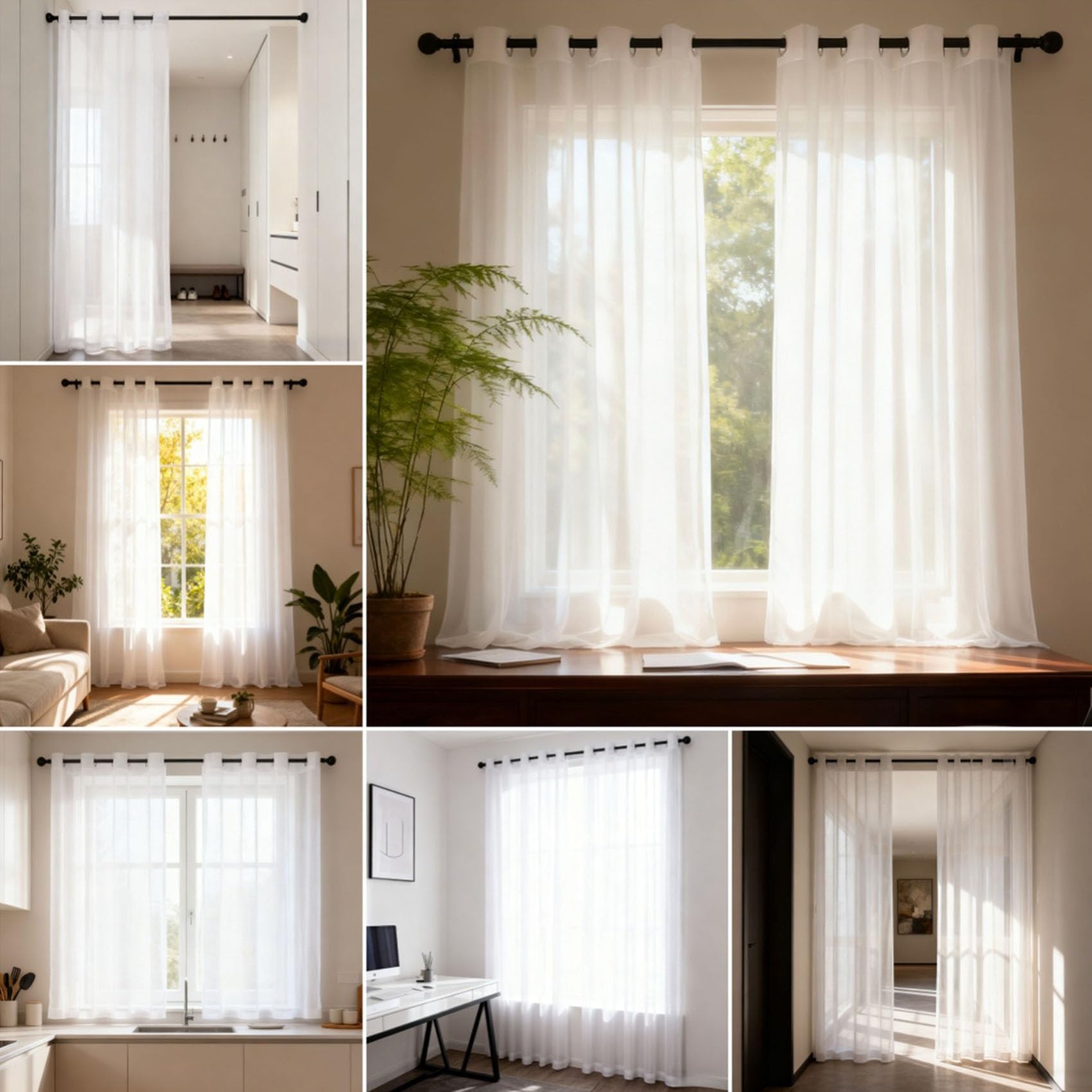 Firanki Z Firanek 170 x 145 cm Półprzezroczysty, Plisowany, Supermiękki, Zapewniający Prywatność, Elegancki Panele Przezroczyste Do Salonu, Jadalni, Sypialni, Kuchni, Okna, Biały
