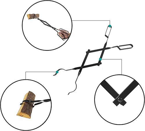 Miniatura 2 de Palo de póquer para fogata de 40 pulgadas y pinzas para chimenea de 26 pulgadas, agarrador de troncos, campamento, estufa de leña, uso en exteriores