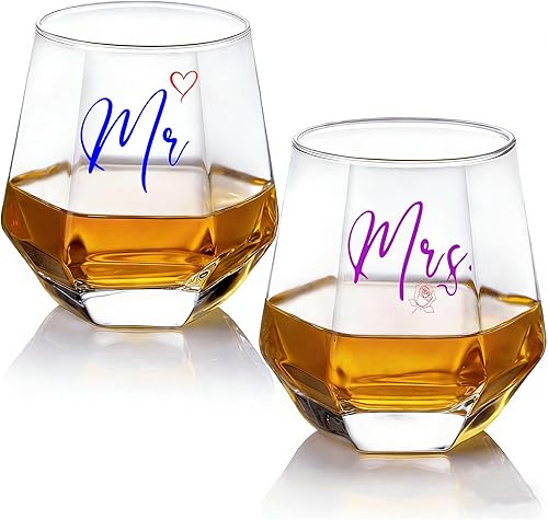 Copas de vino Mr and Mrs Regalos de boda para novia y novio - Regalos para despedida de soltera, compromiso, boda y aniversario de matrimonio, para