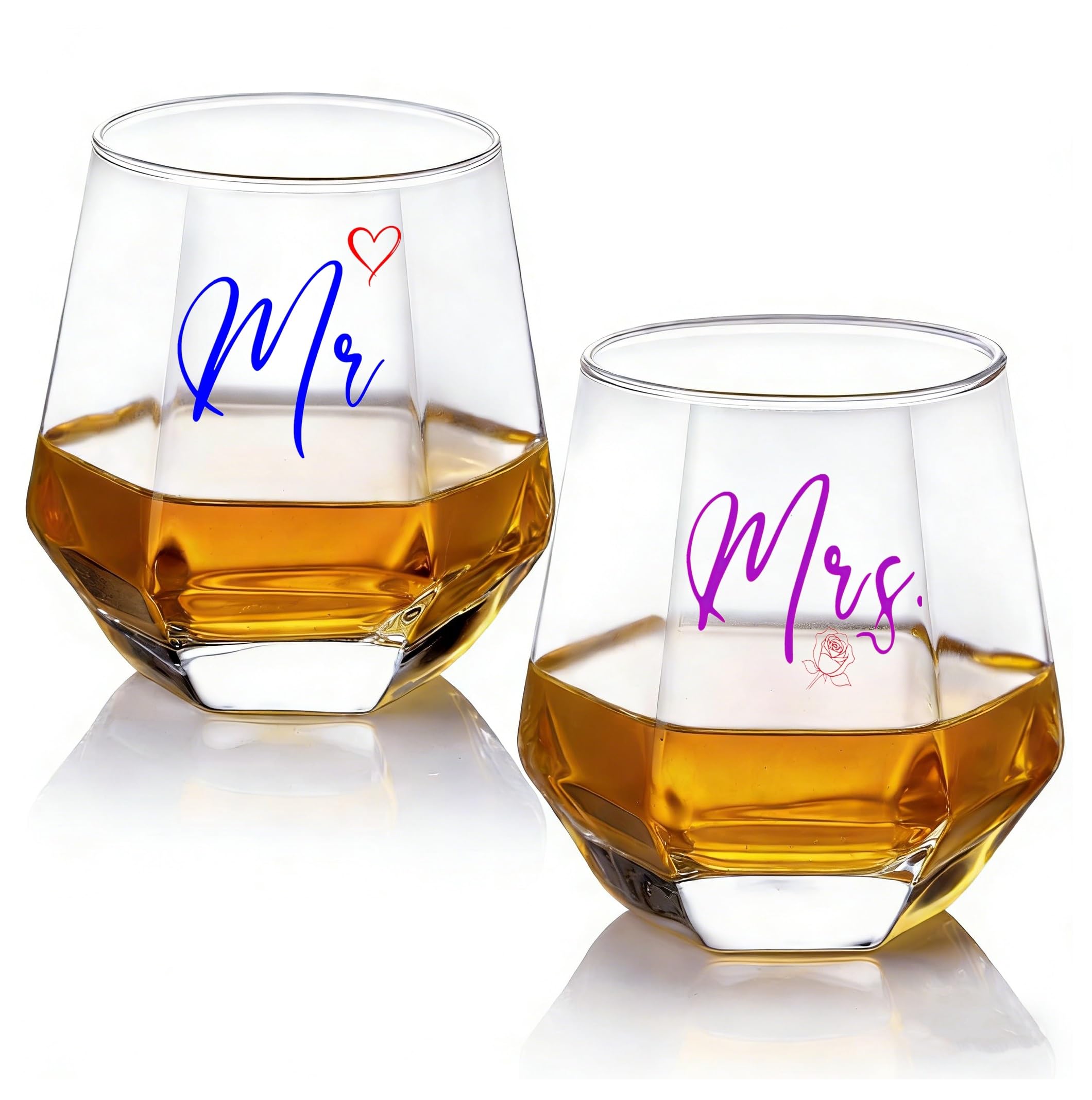 Mr and Mrs Wine Glasses Wedding Gifts for Bride and Groom -Gifts for Bridal Shower Engagement Wedding and Married Anniversary-His & Hers, Engagement Gift,3.35" W x 3.62" H