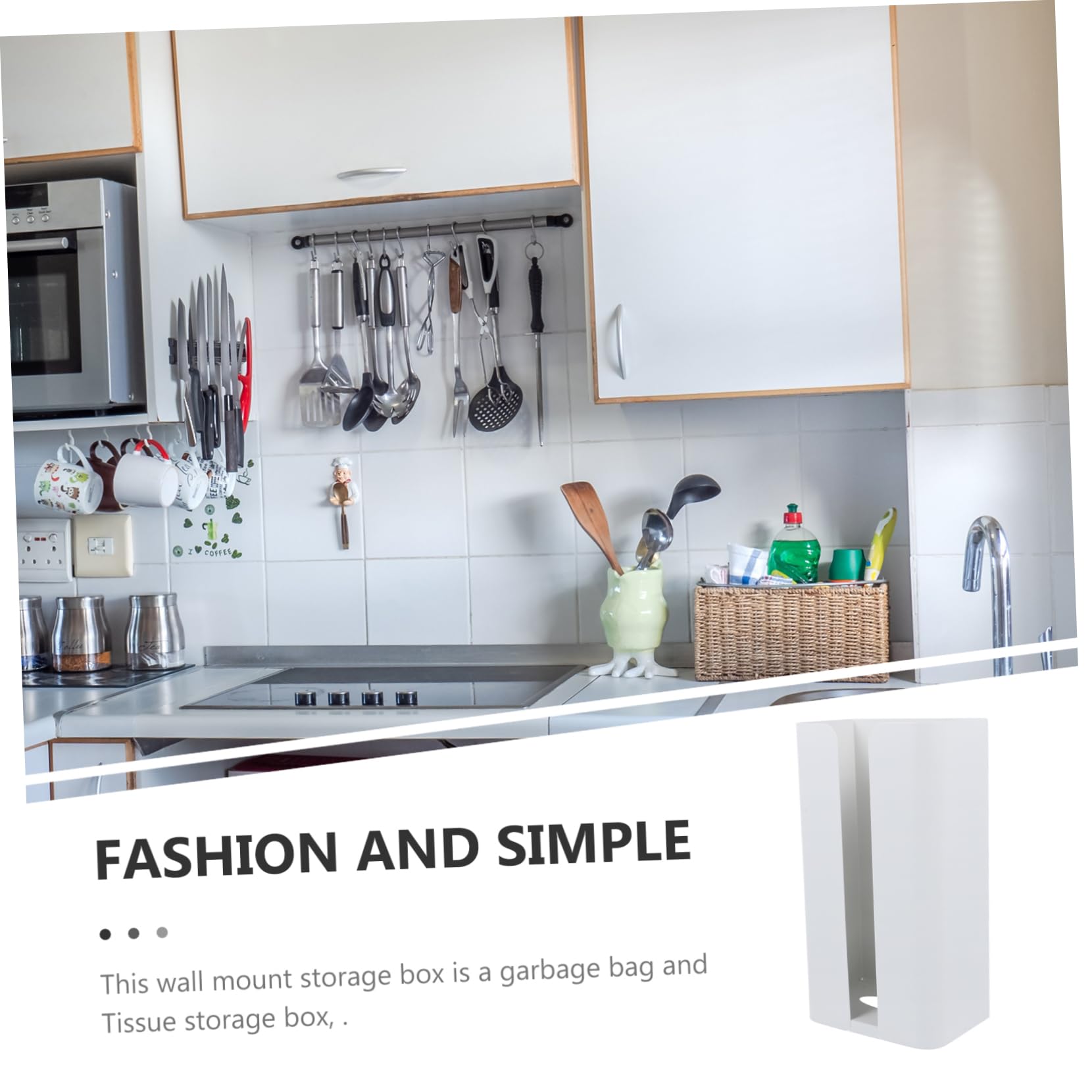 Paquet Poubelle et Rangement Pratique Distributeur Mural en Acier Carbone et Ouverture Ergonomique Blanc Design Vertical pour Usage Multiple