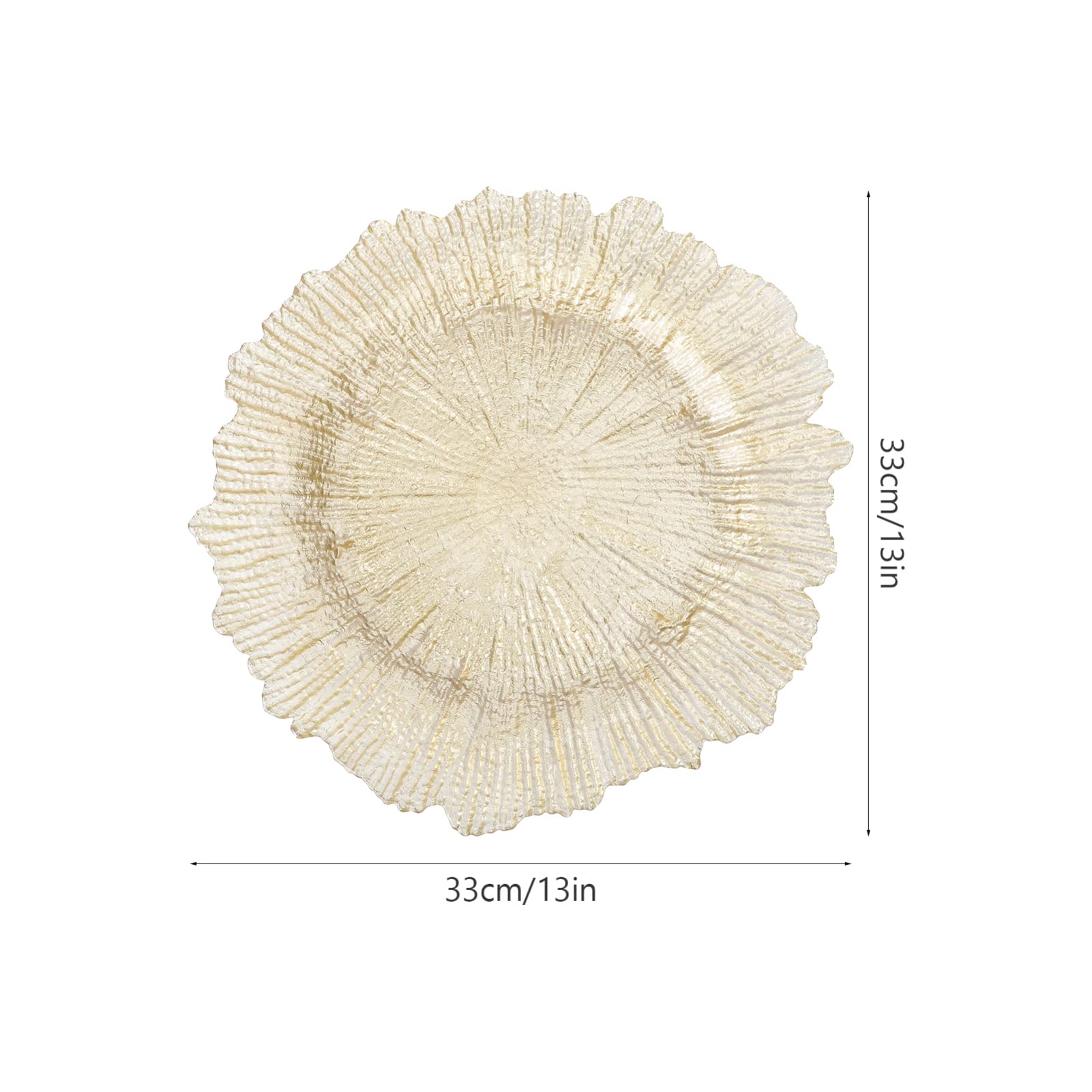 FRCOLOR Dinner Charger Plate, Reef Charger Plate Glass Fruit Plate Glass Dinner Plates for Restaurant Home Kitchen (Golden)