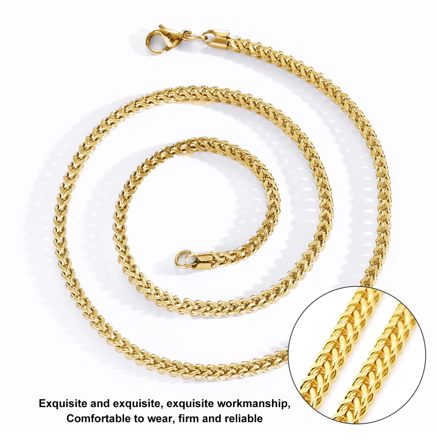 18k Gelbgold Italienisch 3,0 mm Linkketten Halskette für Männer Goldketten Halsketten für Frauen | Silberketten für Männer Jungen Frauen Hip-Hop Cooler Stil Unisex 16 "-28"