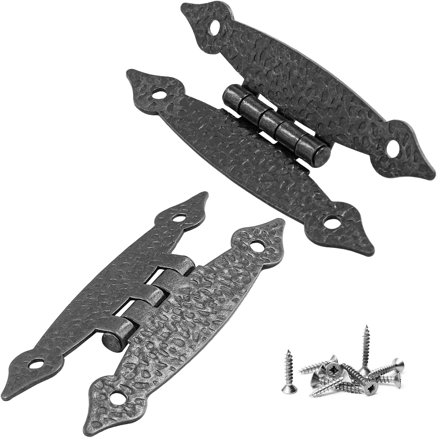 Waziaqoc 2Pcs H Hinge, Antique Black Offset Hinge Hammercraft