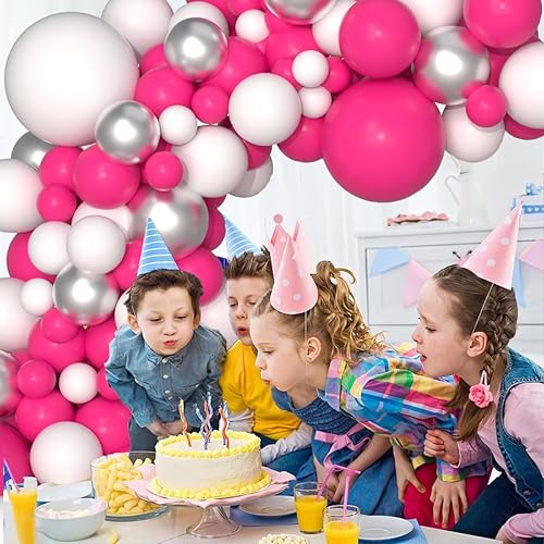 Miniatura 28 de Kit de guirnalda de globos rojos y blancos y plateados: 122 globos rojos y blancos, globos rojos y plateados, globos de graduación para cumpleaños