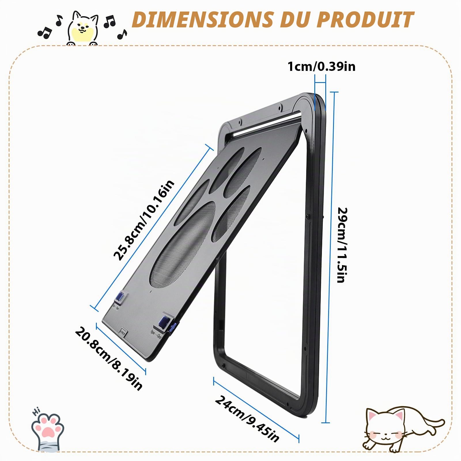 Chatiere pour Chat 29 x 24 cm Trappe pour Chien Moustiquaire de Porte Automatique Isolante Chatières pour Chats Chattiere à Chat Noir Verrouillable Facile à Installer pour Moyen Petit Chats Chien