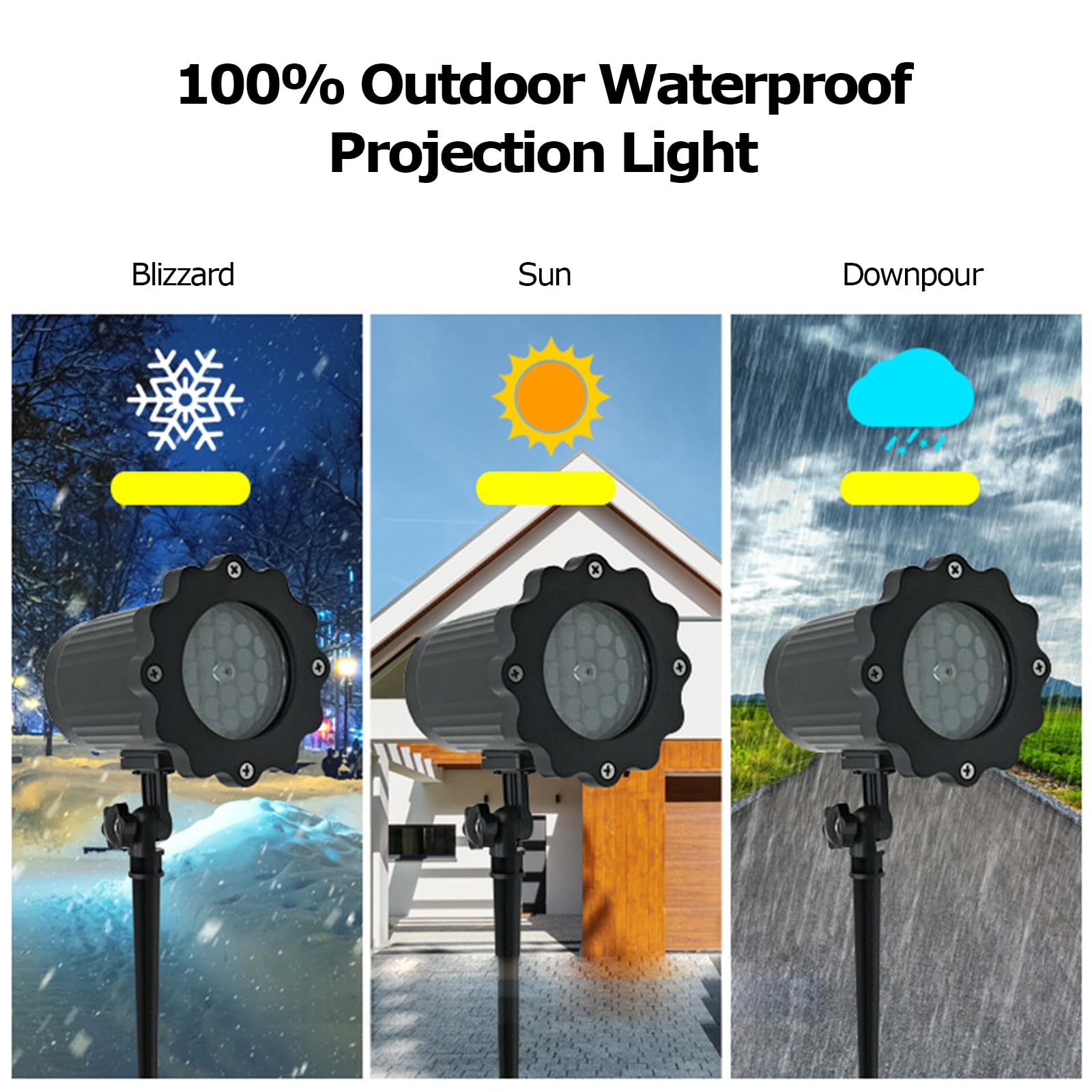 Projecteurs de Noël pour L'extérieur, Lampe de Projection Led de Chute de Neige, Projecteur de Tempête de Neige Monté Sur Mur Extérieur, Rotation À 180° pour Noël, Fêtes de Mariage Intérieures Et
