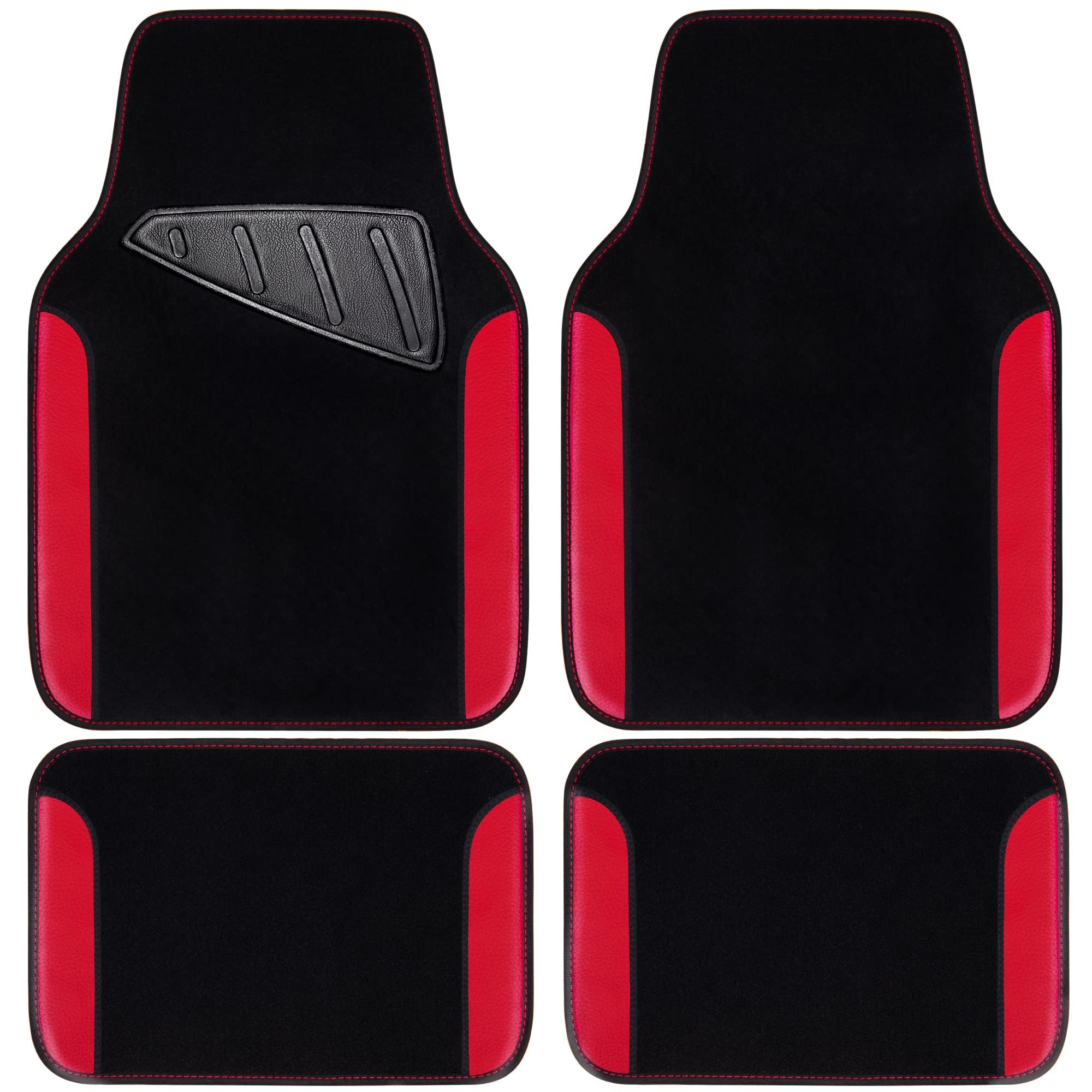 QIZUN 4 Piece Split Car Floor Mats for VW Amarok 1st Gen Pickup (2010-2022), Car Mats,durable Heavy-duty Weatherproof Non-slip Elegant Anti-slip Backing,Red