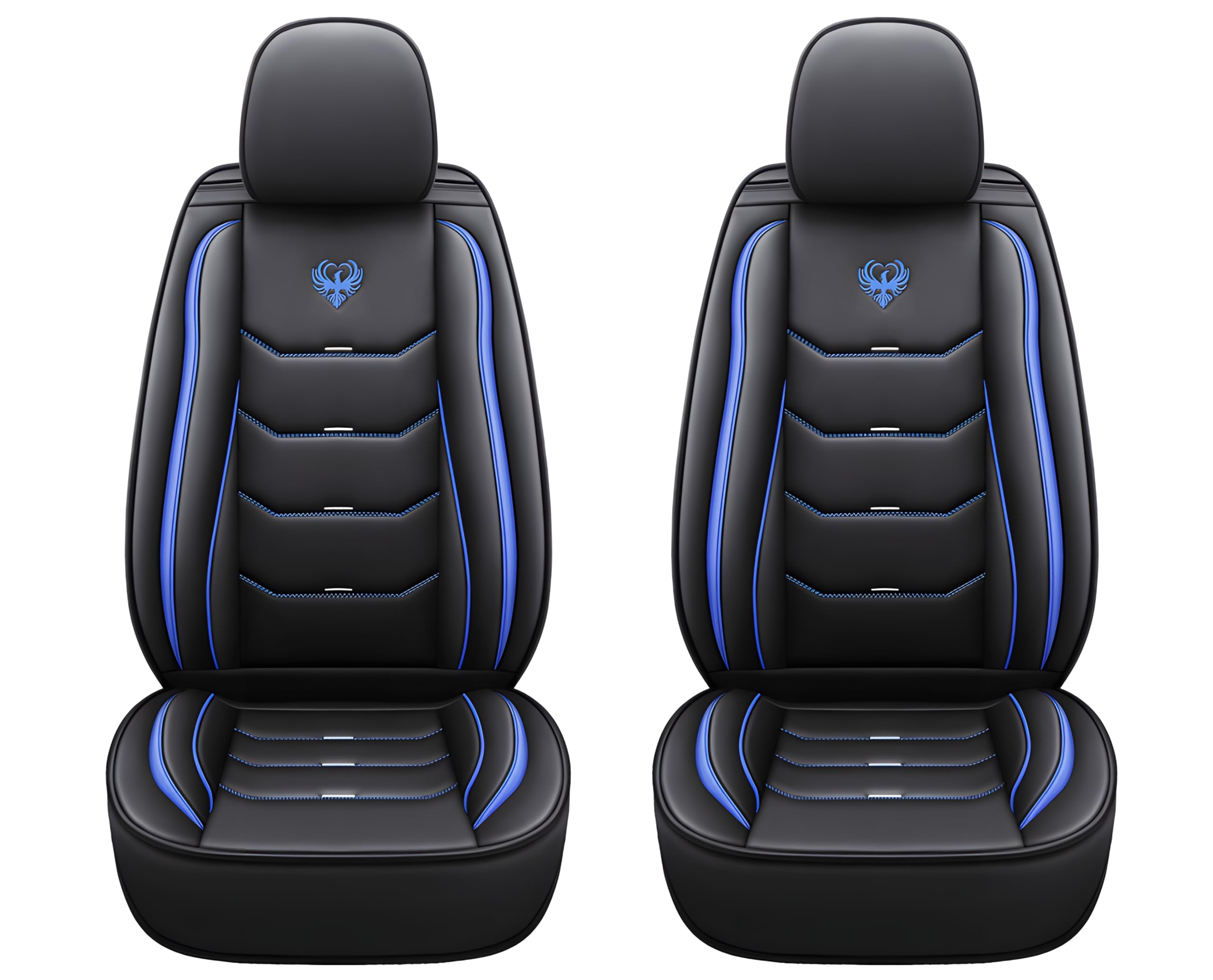 Kit Fundas de Asiento para Coche Universal Deportivo Cuero Sintético Delantero y Trasero con Reposacabezas Compatible con Airbag Lateral Protección del Asiento Estilo Dinámico