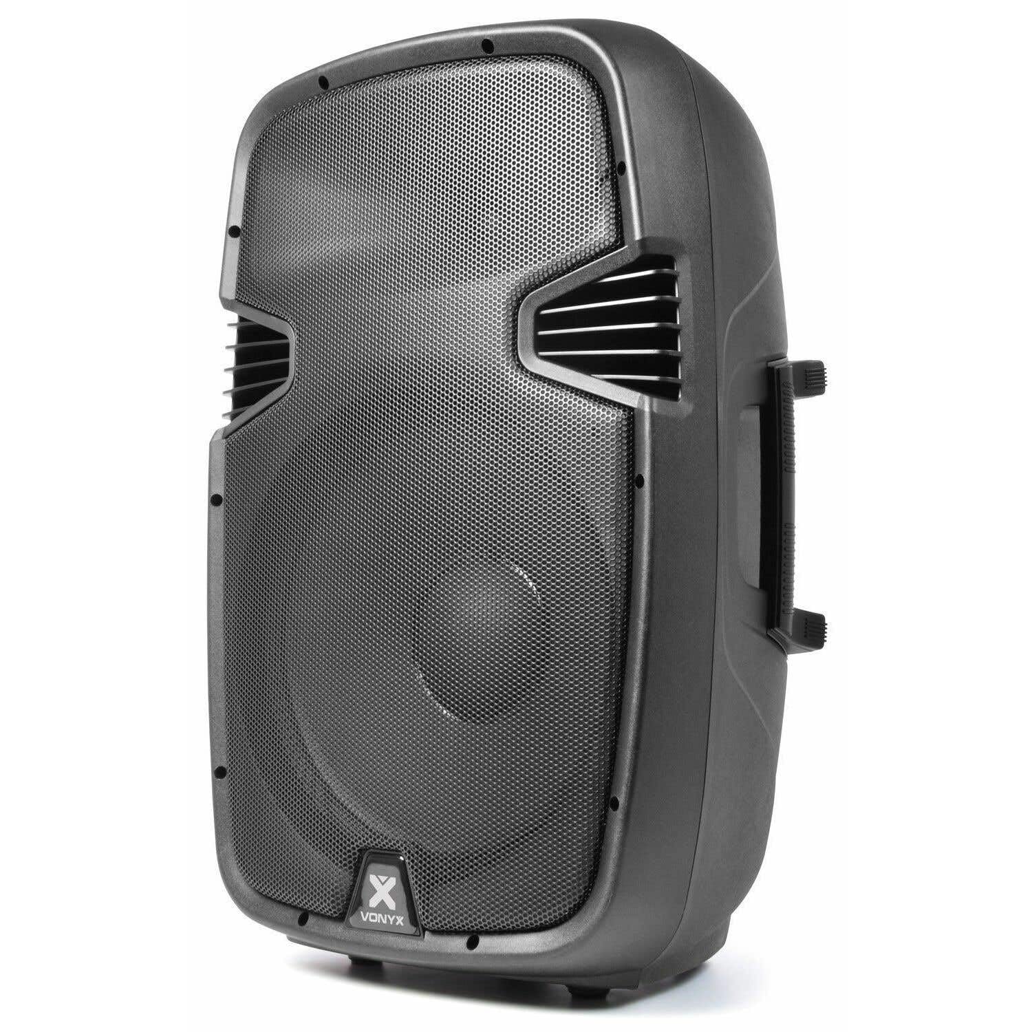 VONYX SPJ-1500A Enceinte Active 15" 800 Watts, Enceinte Amplifiée, Sonorisation Professionnelle, Boitier ABS Solide, Haut-Parleur Mobile, Woofer 15 Pouces, Entrée Ligne Micro