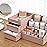 skin care organizer,Makeup Desk Organizer With Drawers,Countertop Organizer for Cosmetics,Vanity brush with Holder for Lipstick, Brushes, Eyeshadow, and Jewelry Desktop Finishing Dresser (Pink)