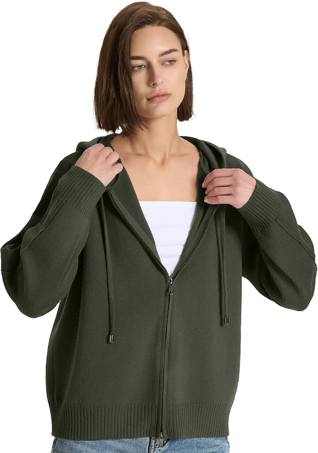 Women’s Full Zip Up Hoodies Soft Knit Sweaters Drawstring Long Sleeve Casual Trendy Oversized Cardigans - Image 5