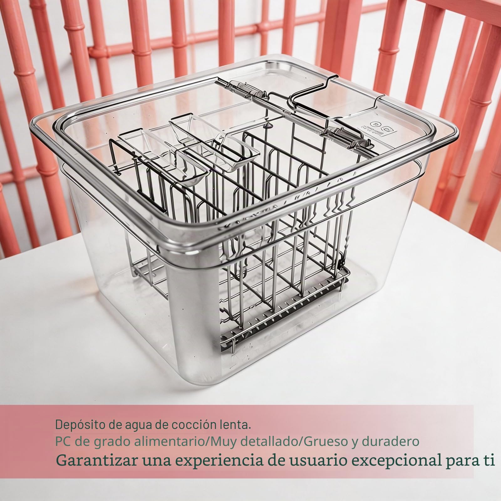 Contenedor Sous Vide, 11L con Tapa Abatible Actualizada y Rejilla de Acero Inoxidable 32,5×26,5×20cm Contenedor Transparente BPA Free para Cocinas Sous Vide para Cocinar Pescado y Carne