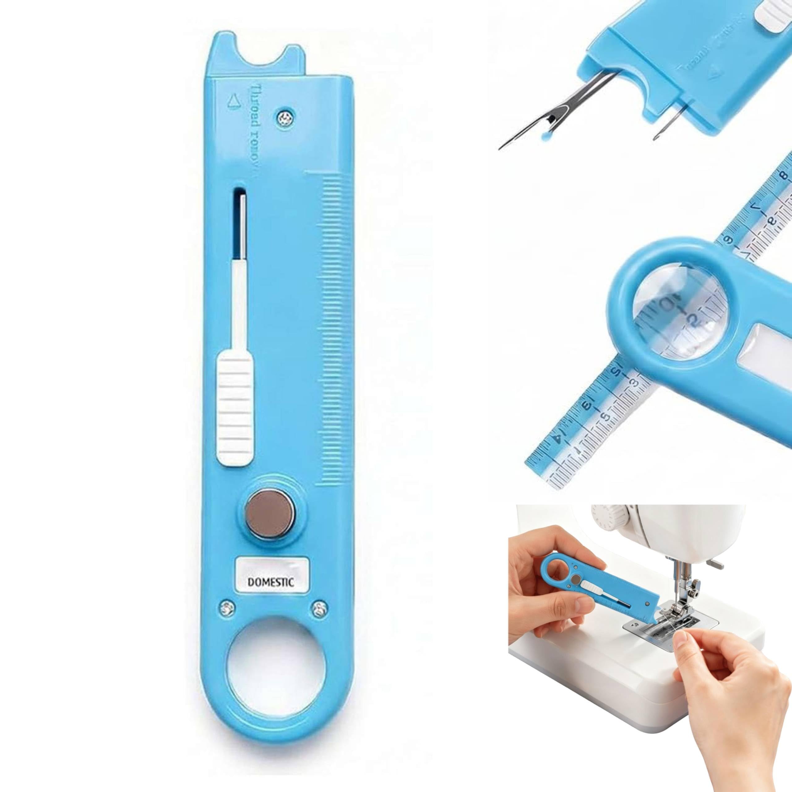 4 in 1 Sewing Needle Threader Tool with Magnifier Magnet and Seam Ripper