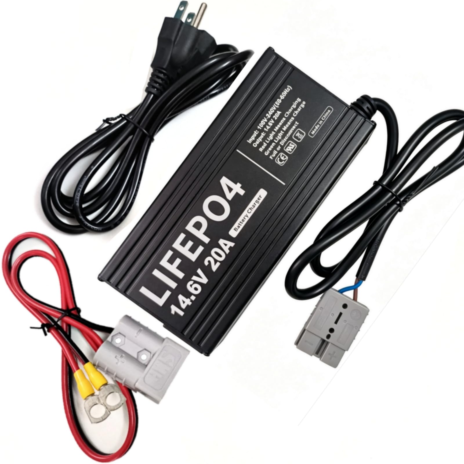 12V/ 12.8V 20A LiFePO4 Lithium Battery Charger 14.6V 20Amp Smart Charger with Anderson Connector LED Indicator Special for LiFePO4 Deep Cycle 40AH-280AH Batteries Charger-image-26