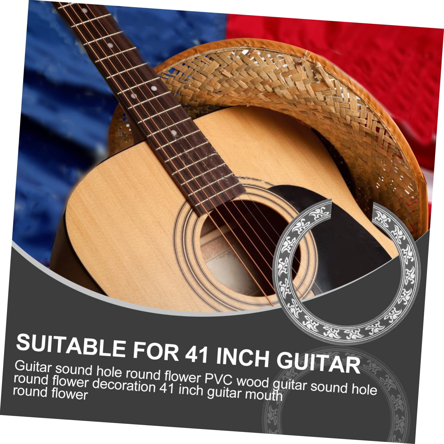 SUPVOX Acoustic Guitar Sound Hole Rosette 2pcs Guitar Decals Inlay Easy Installation Material Unique Appearance