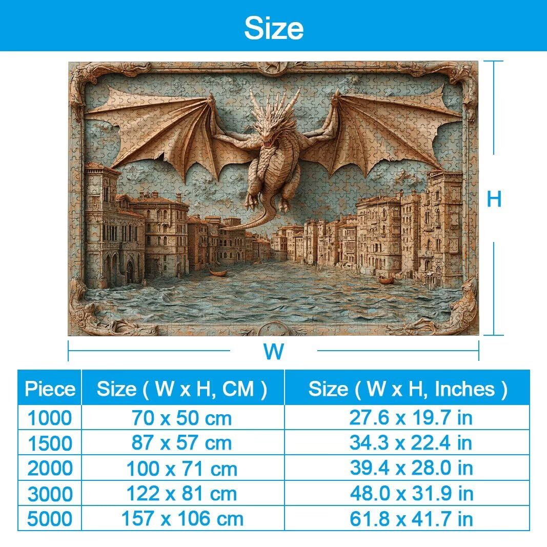 Puzzle 2000 Piezas, Puzzle Dragón de Madera para Adultos, Regalos -2612