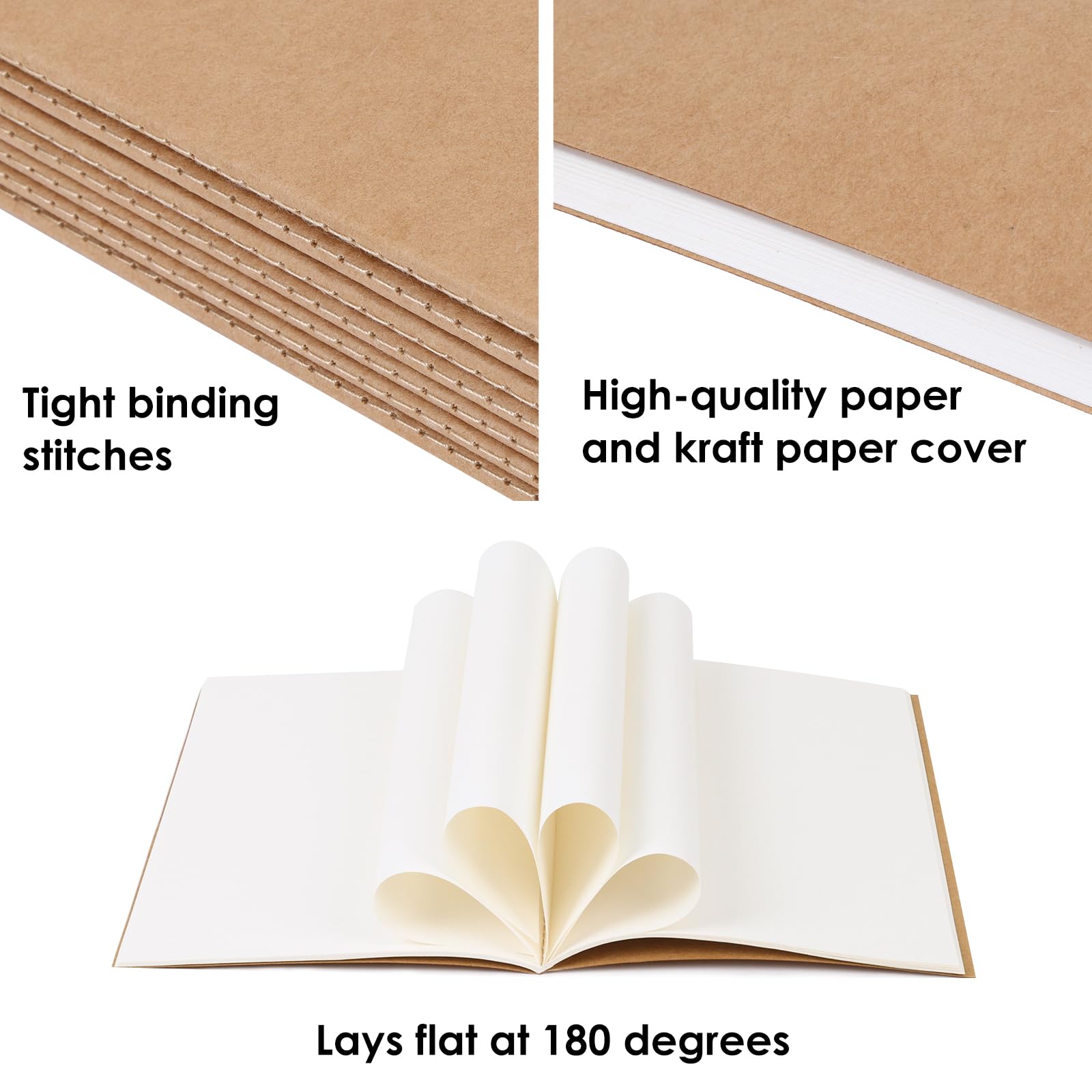 LABUK Confezione da 50 quaderni vuoti in carta kraft, quaderni per schizzi, blocchi da disegno, per bambini, formato A5, 60 pagine, 21,1 x 14 cm